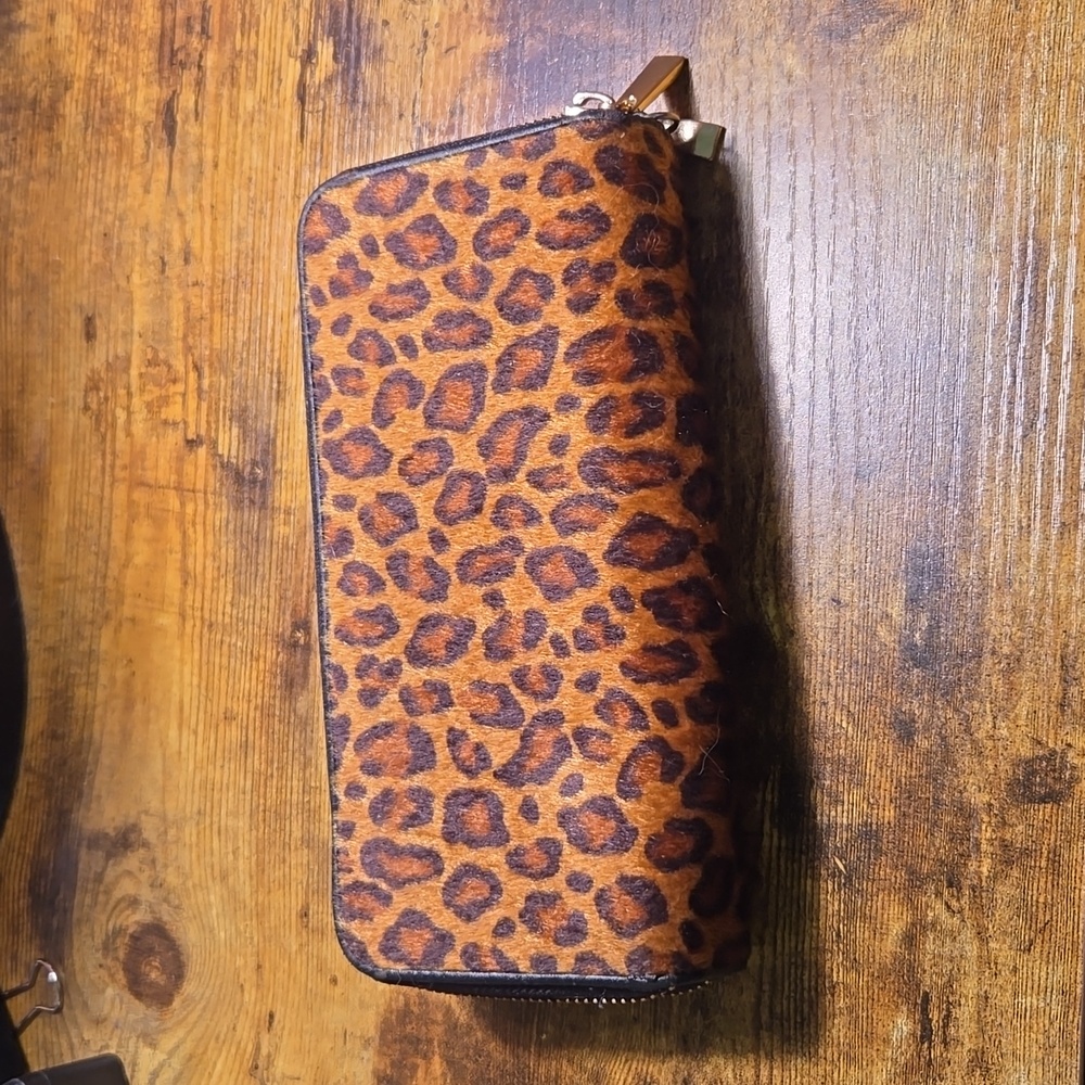 Double sided leopard print wallet